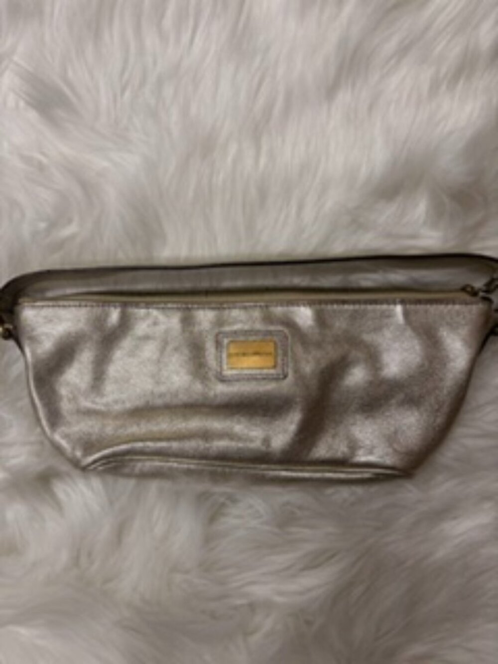 Dolce & Gabbana Metallic Gold Leather Mini Shoulder Bag Leopard Lining